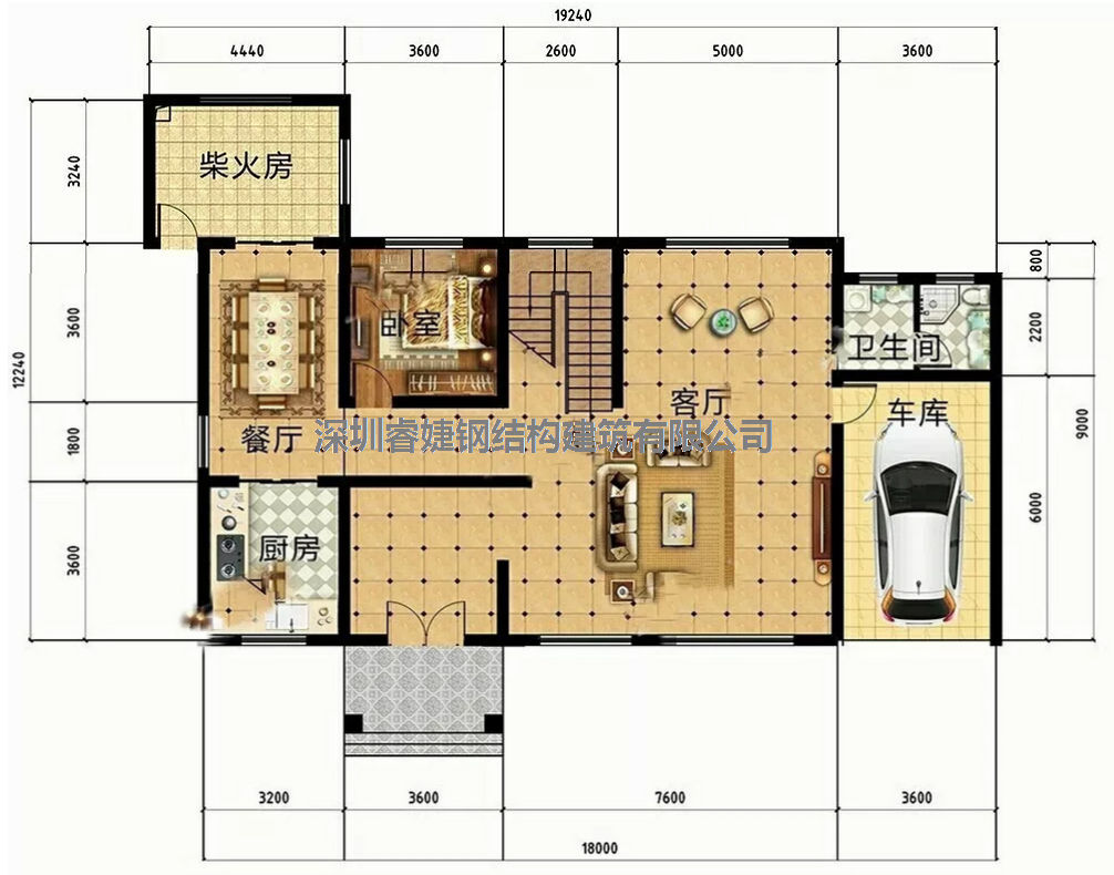 推薦一套：帶柴火房和車庫的鋼結(jié)構(gòu)別墅，美觀又實用(圖2)